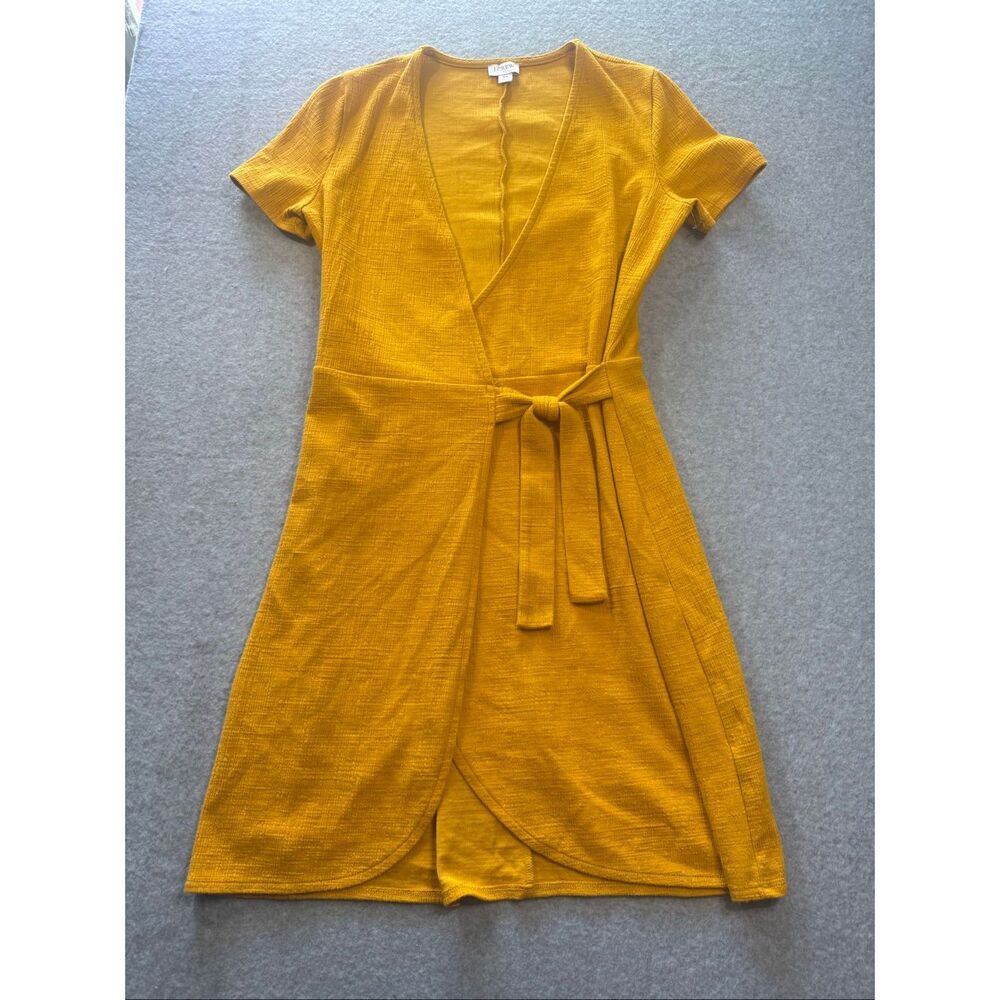 J crew factory mustard yellow short wrap dress XS